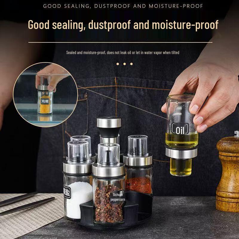 SIFAR Rotary Glass Spice Dispenser Set