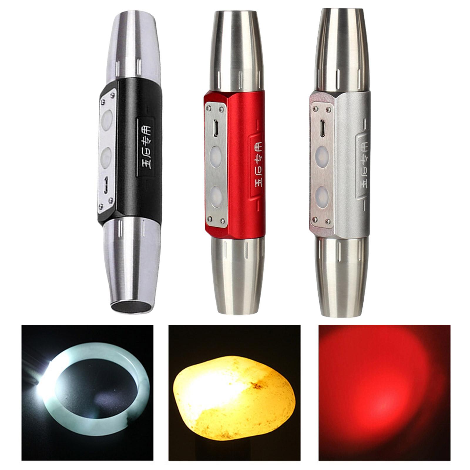 Professional Jadeite Testing Light Jade Flashlight Portable Stainless Steel Texture Light Jade Testing Tool for Jade nero