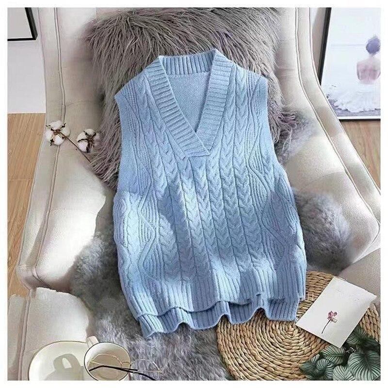 Twist Pullover Sweater Vest Women 2026 Autumn New Loose Net Red V-neck Waistcoat Wool Knitted Vest Women