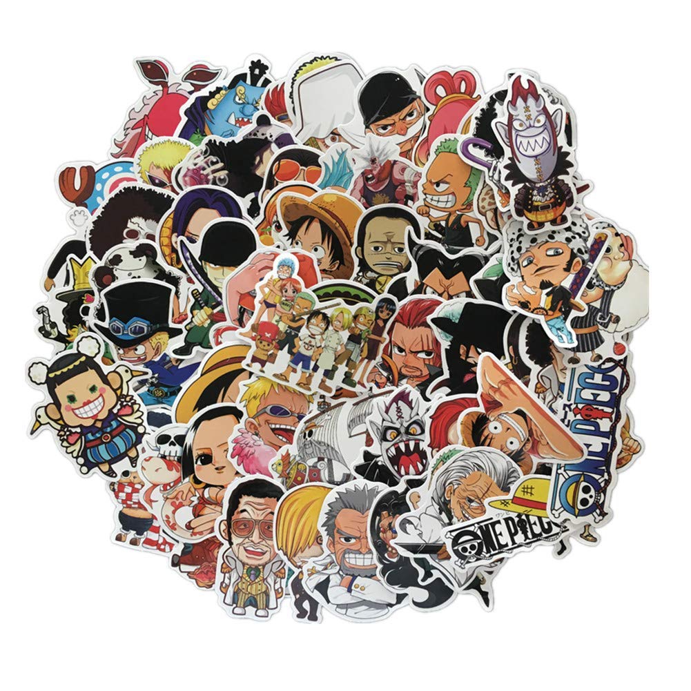 One Piece Pirate King Comic Waterproof Sticker Set for Mobile and Laptops 60-Piece Suitcases, Bicycles, Helmets, Computers, Phones,