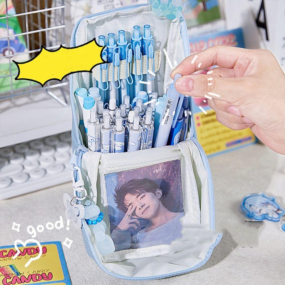 Kawaii Denim Pencil Bag Large Capacity Stationery Storage Bag Pencil Case  Office Accessories