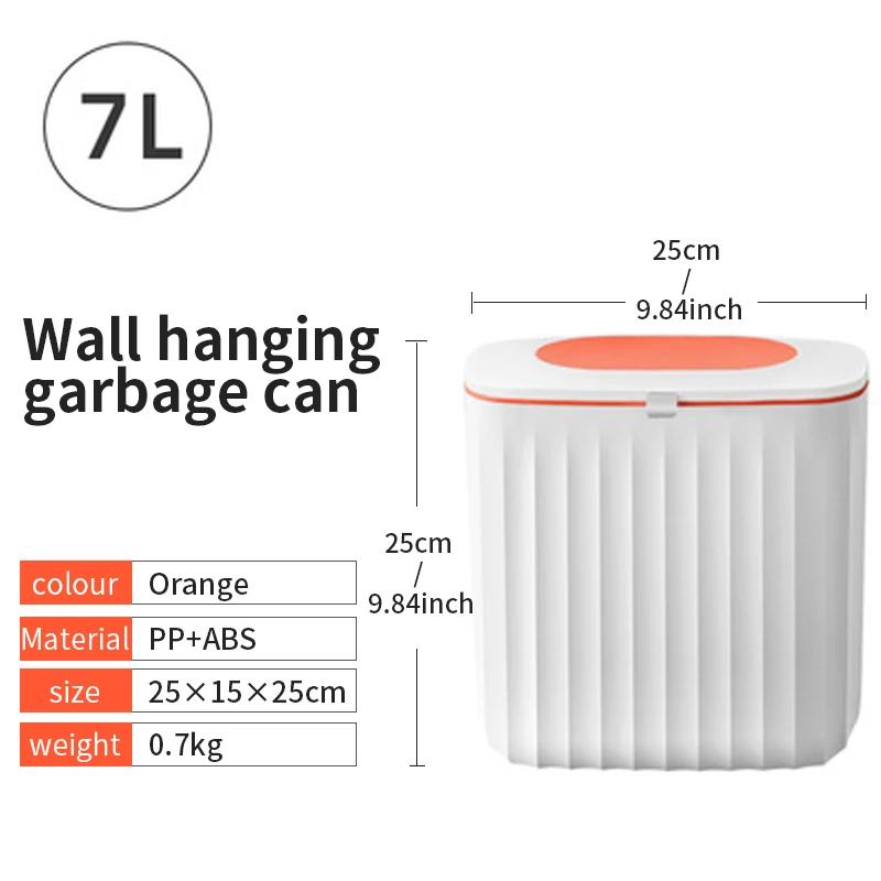

Подвесной мусорный бак 7 л, мусорное ведро на дверь кухонного шкафа, настенное мусорное ведро под раковиной, кухонное мусорное ведро для компоста оранжевый