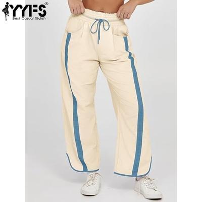 Women's Fashion Casual Colour Block Print High Waist Trousers Pants & Capris