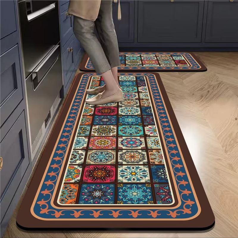 Kitchen Floor Mat Non-Slip, Oil-Proof, Waterproof, Wipe-In, Household Dirt-Resistant Door Mat, Long Carpet Mat