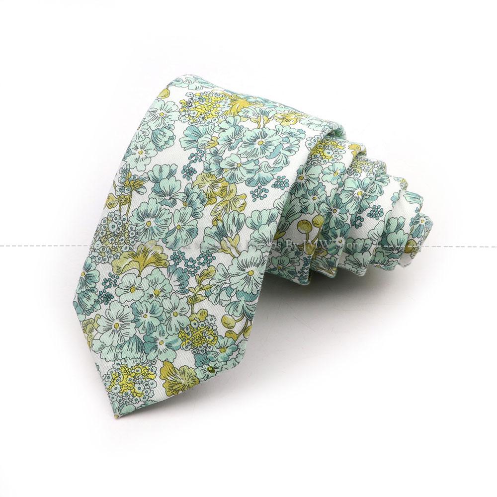 New Chic, Blumenkrawatte, 100 % Baumwollkrawatte, für Männer, helle Farbe, lässige schmale Krawatte, Hochzeitsfeier