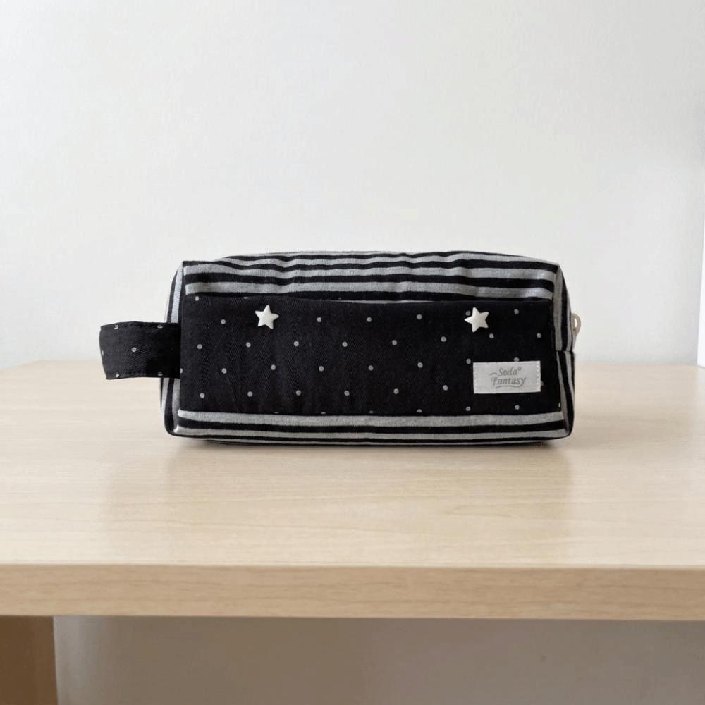 Star Print Stationery Storage Bag Canvas Pen Purse Y2K Polka Dot Pencil Bag  For Teenagers