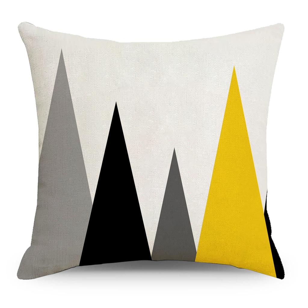 Yellow Geometric Linen Pillow Cover Home Sofa Bedside Cushion Pillow Cover Set Premium Durable Quality Useful Practical
