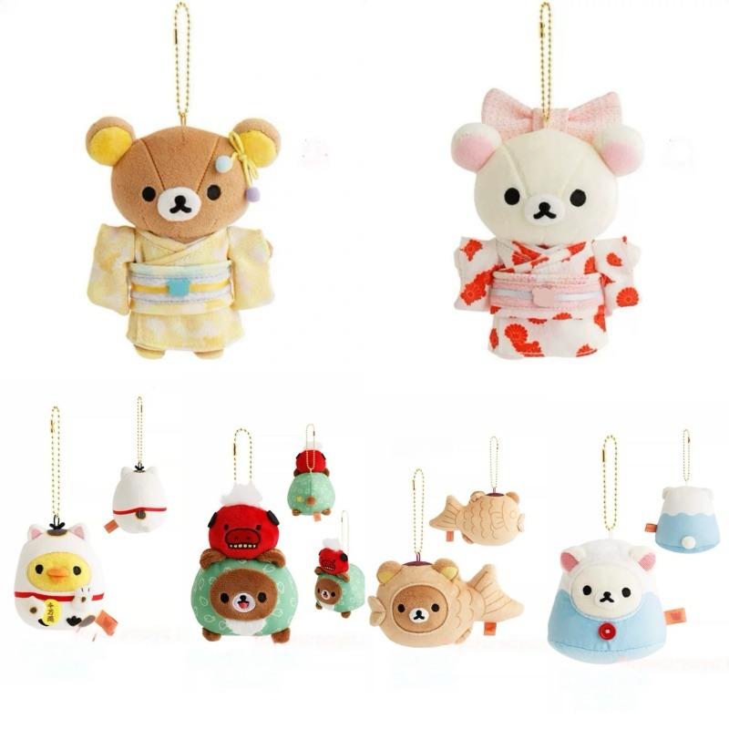 Kawaii Rilakkuma Kimono Taiyaki Lucky Cat Series Kiiroitori Plush Doll Keychain Cute Mount Fuji Chairoikoguma Bear Stuffed Toy