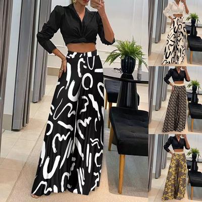 Autumn Novel Women's Fashionable Printed Loose Pants  Elegant Wide Leg and Elastic Waist Clothing