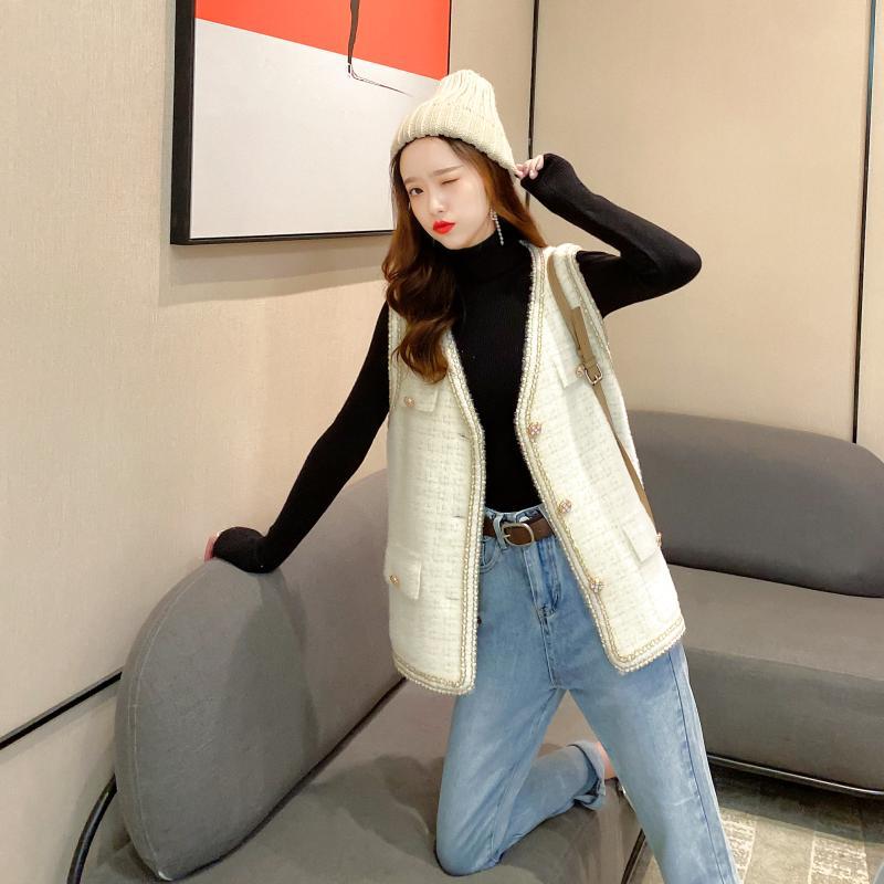 Women's Knitted Vest Jacket Short Loose Knitted Sleeveless Cardigan Spring Autumn V-neck Imitation Mink Knitted Vest