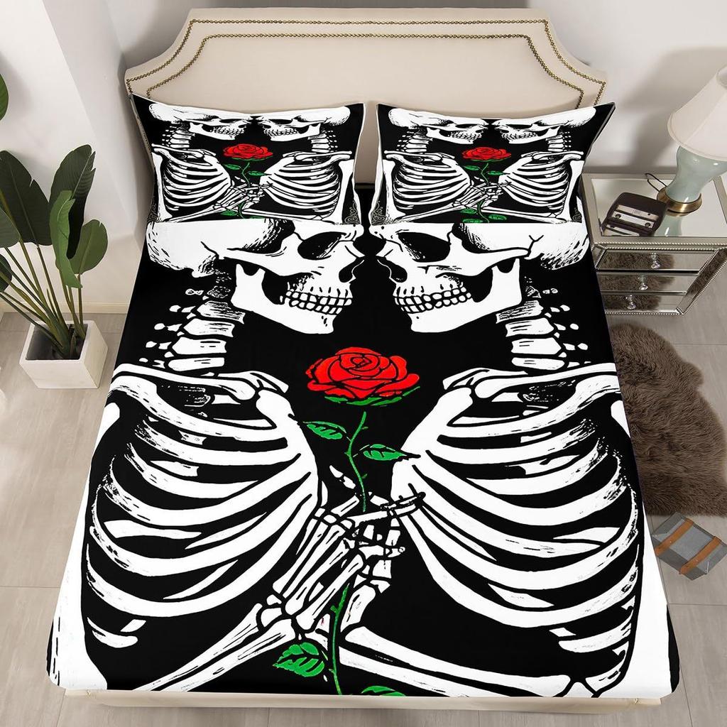 Cartoon Bone Pattern Bed Hat Three-Piece Digital Printing Bedding Bed Hat Three-Piece Set Children And Adults