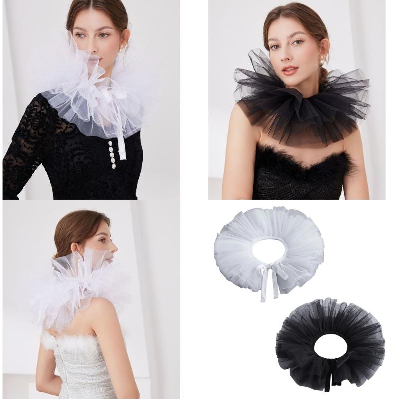 Renaissance-Stile Rüschenkragen Lagen-Nackenwickel Cosplay-Kragen für historische Nachstellungen und Kostümpartys