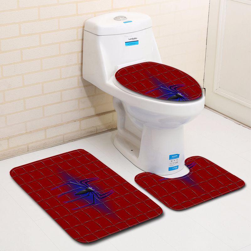 3D Spider Bathroom Toilet Three-Piece Floor Mat Door Mat Bathroom Carpet