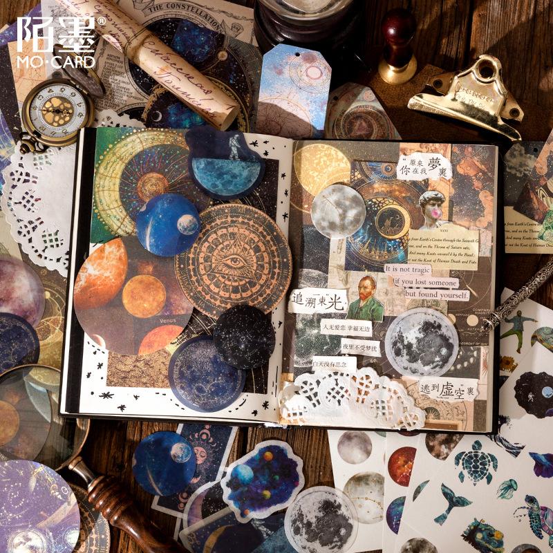 83Pcs Retro DIY Decoration Material Pack (Stickers + Material Paper), Vintage Floral/Clock Pattern, for Journal Scrapbooking