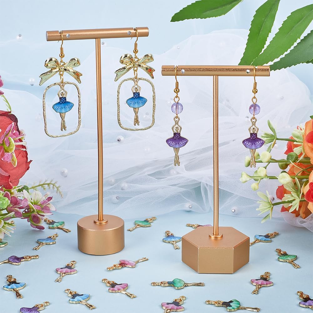 SUNNYCLUE 1 Коробка 32 Шт. 8 Стилей Подвески Балерина Подвески Балет Оптом Сплав Эмаль Элегантность Платье Танцовщица Подвеска для Изготовления Ювелирных Изделий Подвески Ожерелья