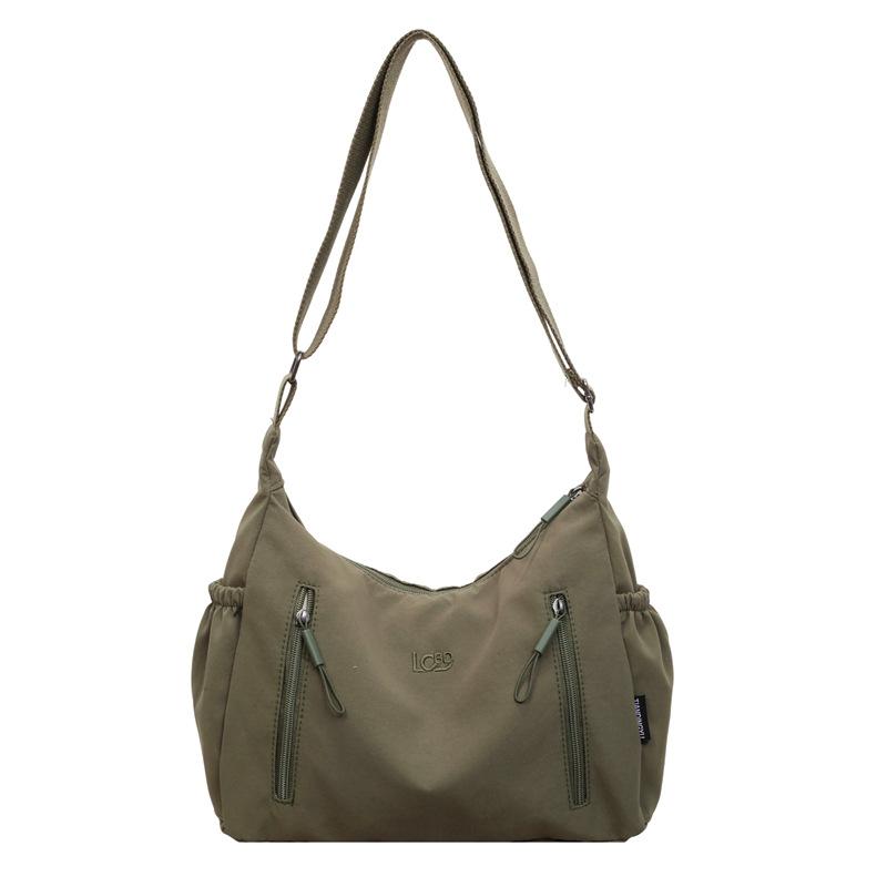 Nylon Shoulder Bag Women Casual Everyday Tote Bag with Zipper Pockets and Adjustable Strap