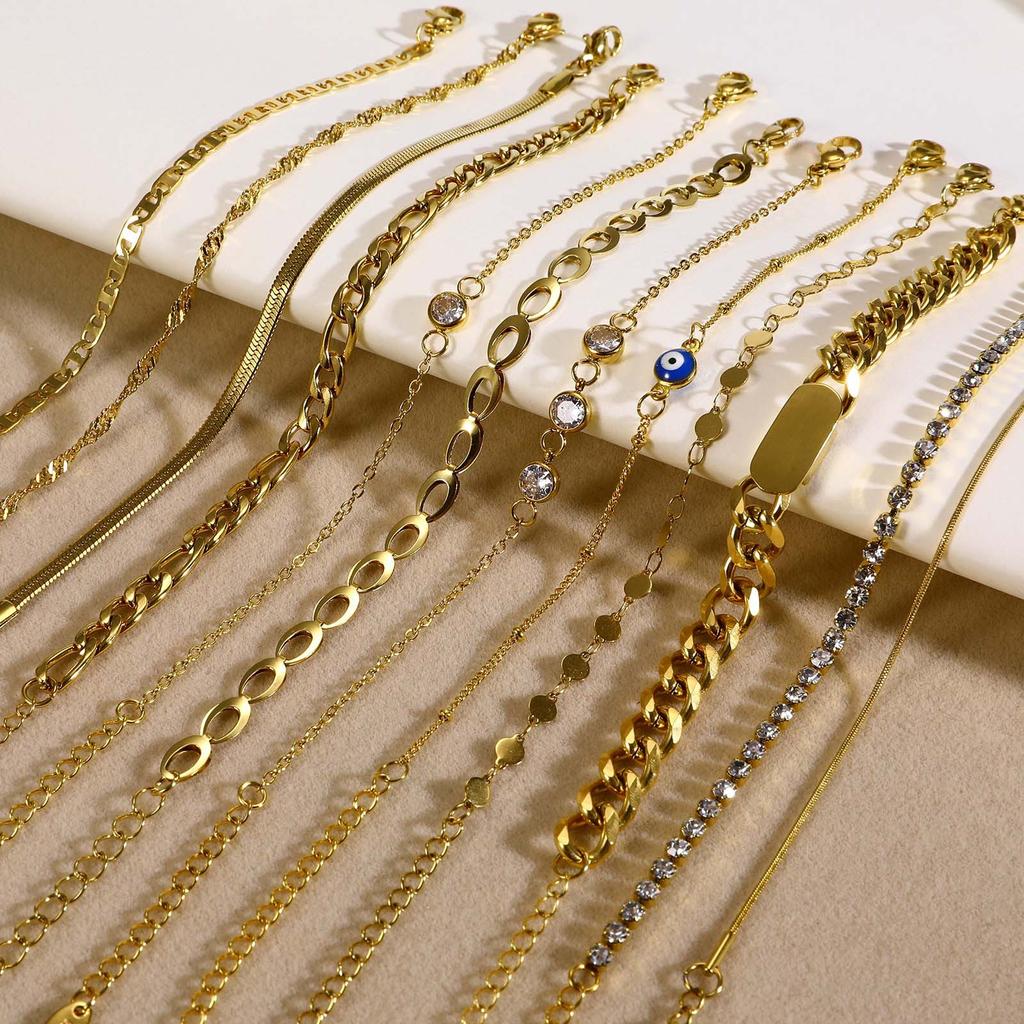 Stacked Chain Stainless Steel Thin Bracelet Devil'S Eye Jewelry 18K Gold Personalized Simple Accessories 0