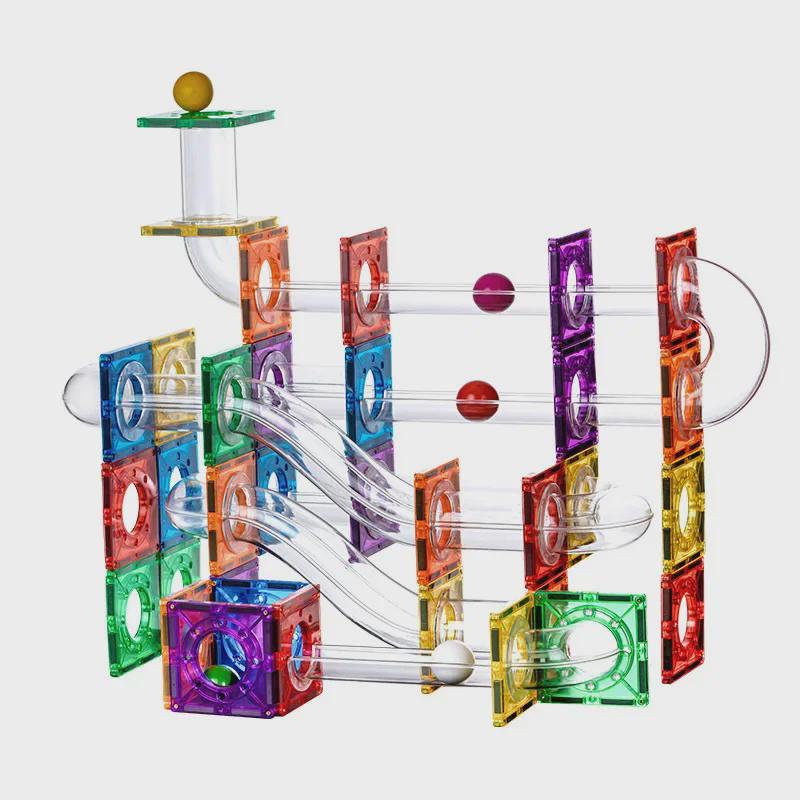 Wellbbplay Magnetic Window Pipeline Building Blocks: Colorful Educational Ball Track Toys