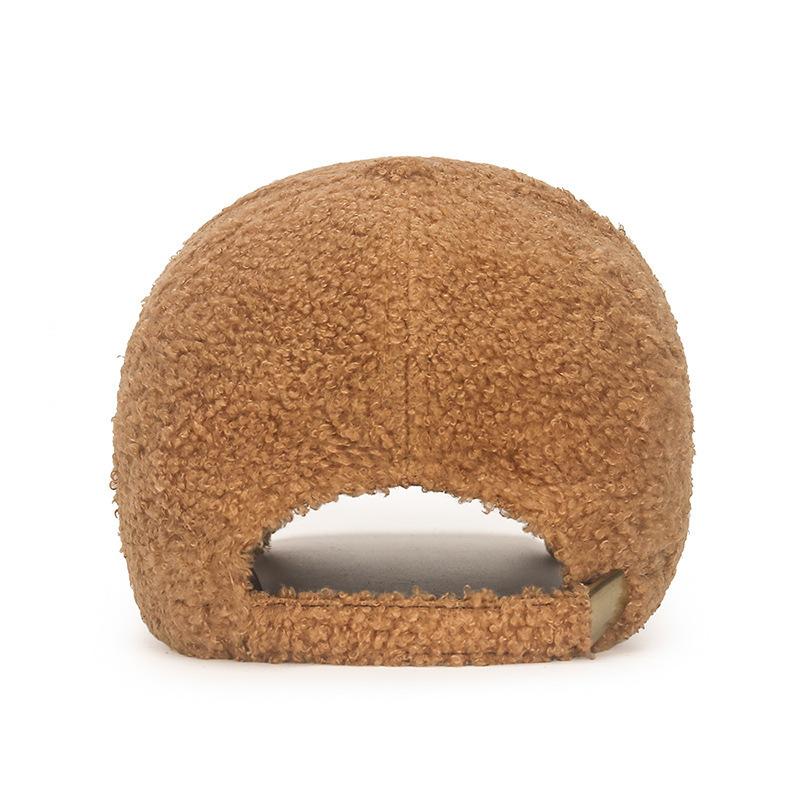 Winter Lammwolle Unifarben Schlichte Baseballkappe - Warmes Teddyfleece, schmeichelt dem Gesicht, strukturierte Krone