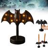Large Twinkle Bat Candlestick Mystery Gothic Candle Holder LED Twinkle Light Candelabra For Mantel Halloween Decor Party Home