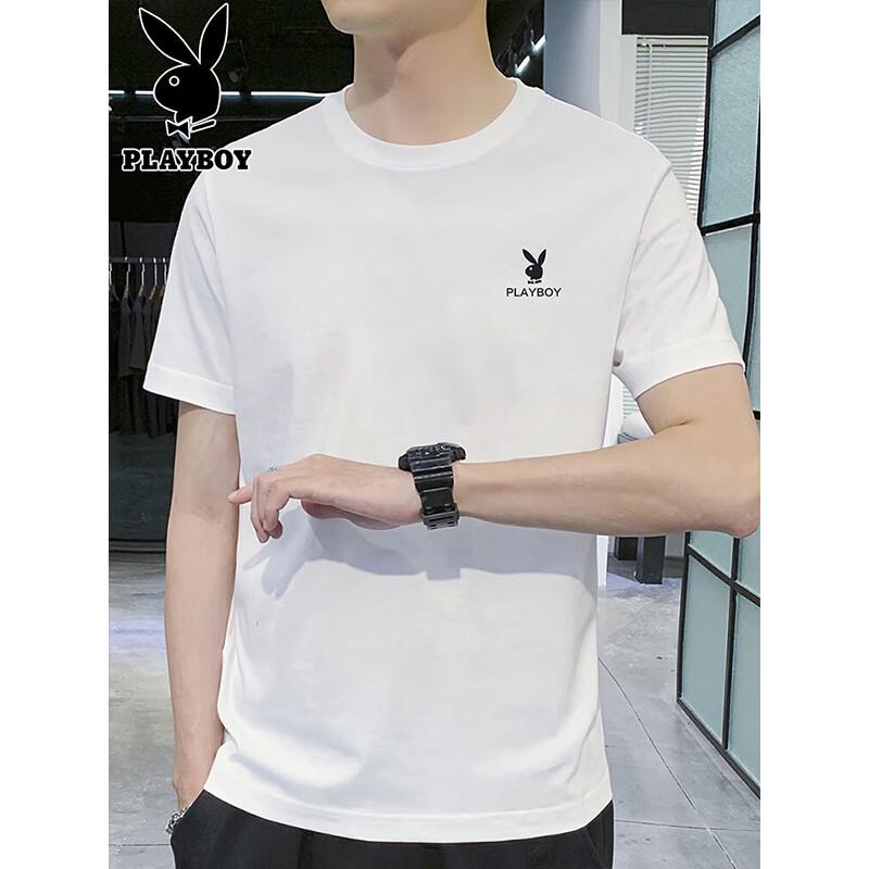 PLAYBOY T-shirt da uomo estiva a maniche corte in cotone