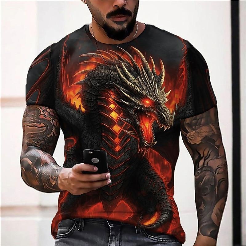 Men's Graphic Animal Tiger T Shirt Short Sleeve T shirt 3D Print Crew Neck Shirt Daily Designer Retro Vintage