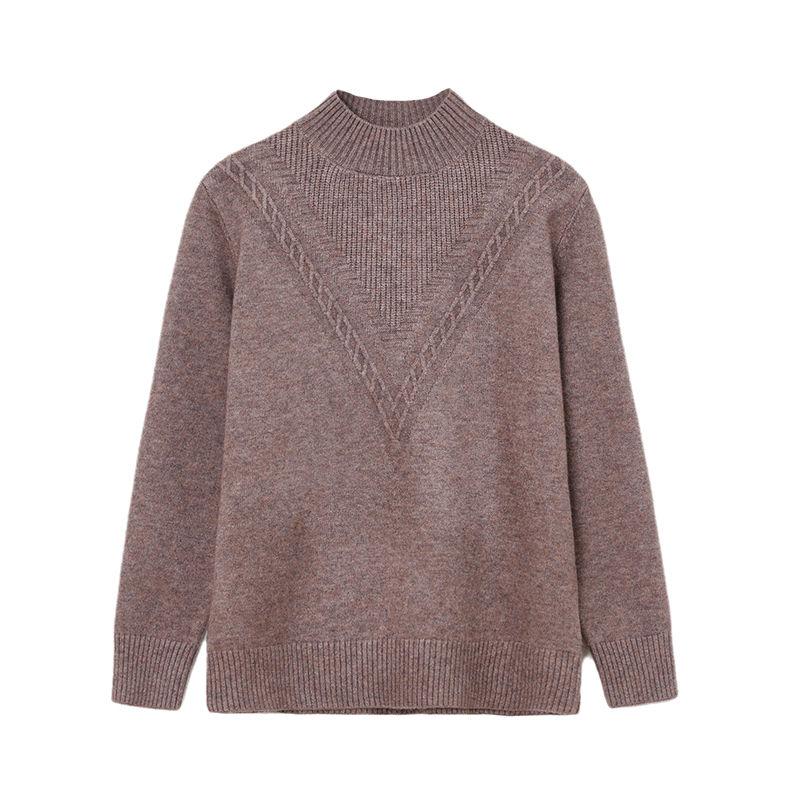 Gerippter Langarm-Hollow-Knit-Pullover für Damen, Lässiger Mock-Neck-Pullover für Herbst & Winter
