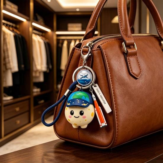 Yousheng Keychain Space Rocket Floating Artemis Pendant with 3D Moon Character Lightweight Keychain Backpack