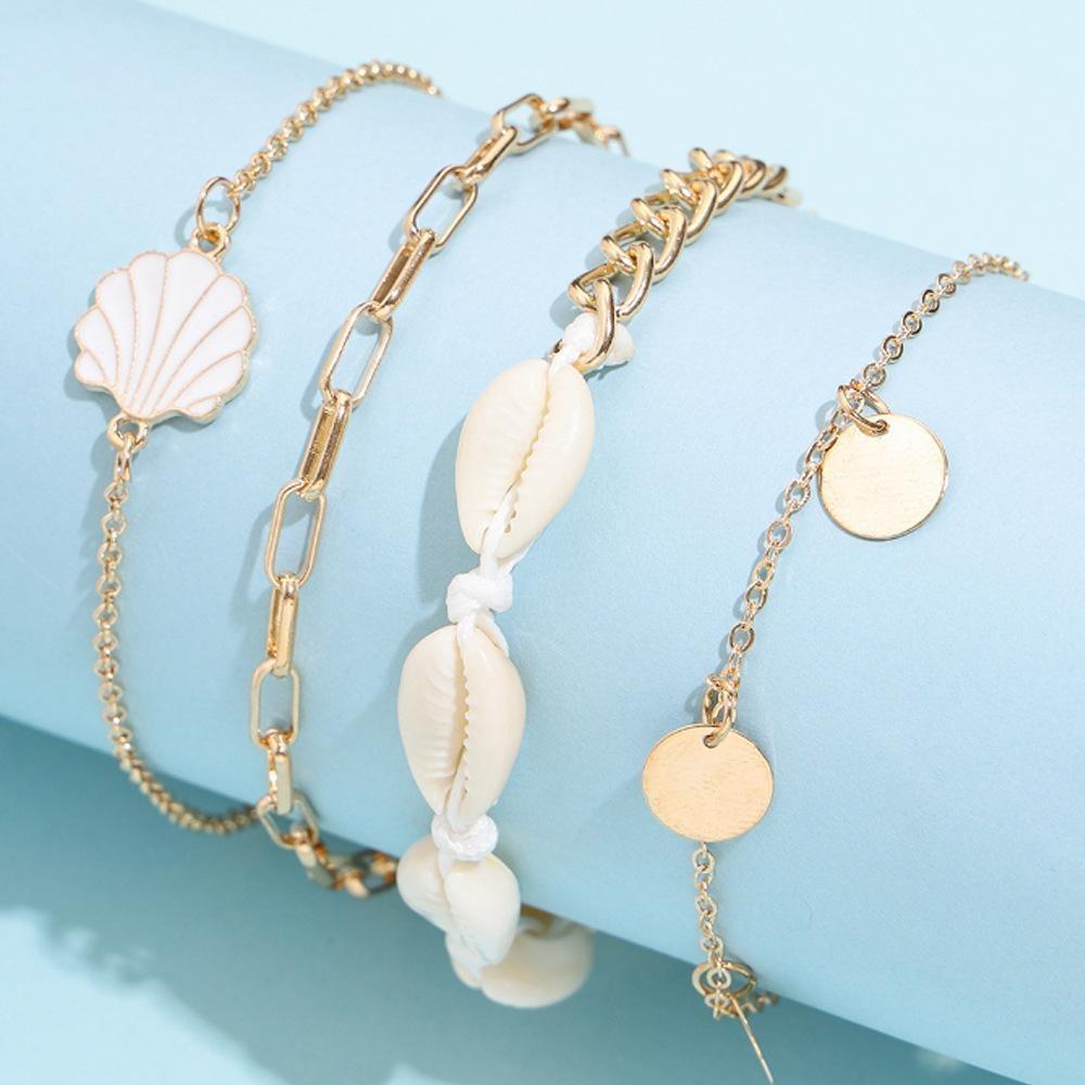 

4 шт./компл. женский браслет в виде ракушки в богемном стиле, летний пляжный ювелирный подарок