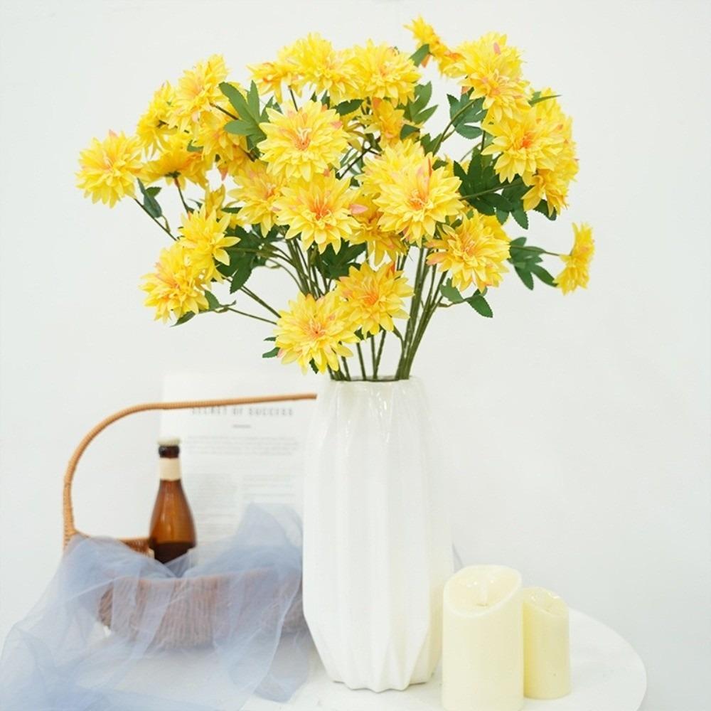 64cm Length Artificial Dahlia Flower 3 Heads Faux Flower New Simulation Flowers  Photography Props