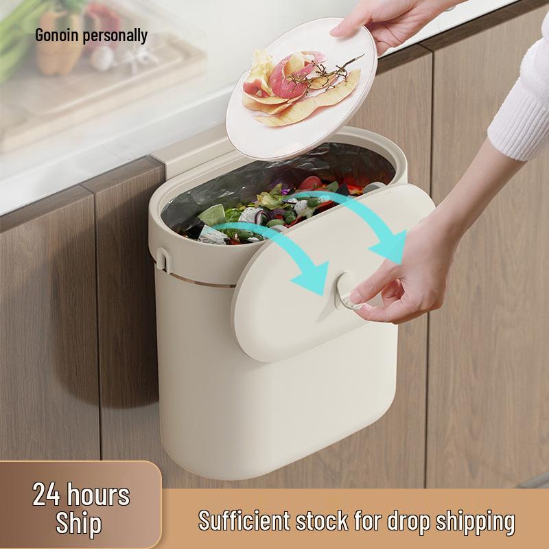 Wall-Mounted Trash Can with Lid for Bathroom, Toilet, Kitchen, or Household Use - High-End Crevice Storage Solution