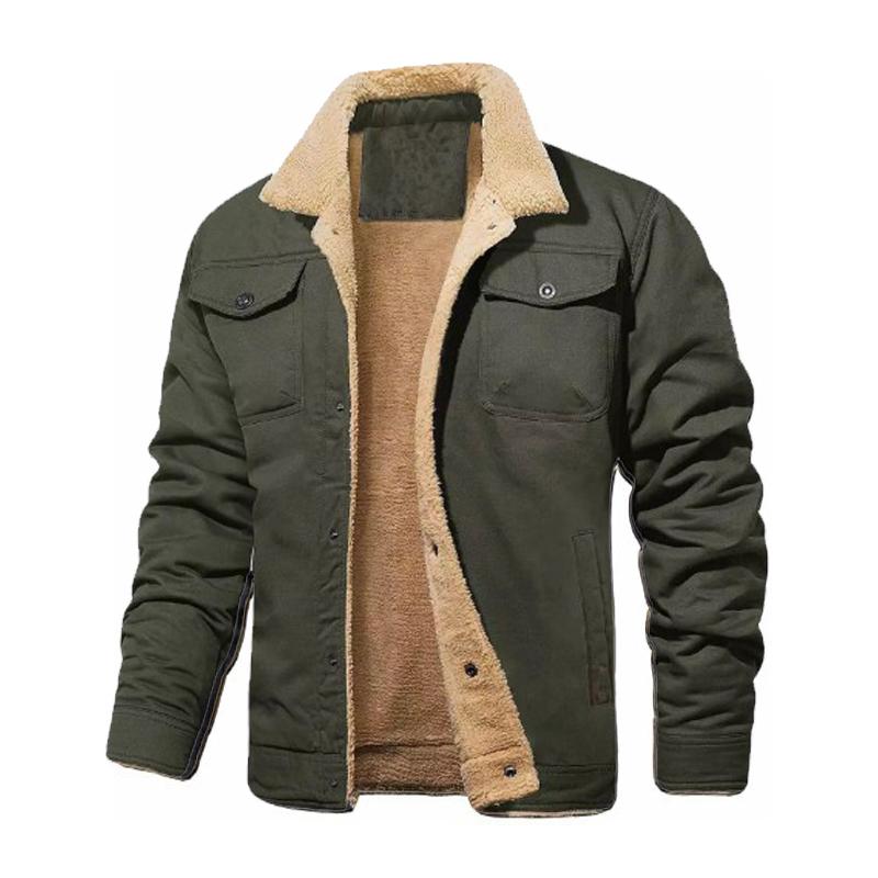 

Мужская осенне-зимняя ретро плюшевая куртка, утолщенная, ветрозащитная, свободная, удобная, теплая, модная, уличный стиль, повседневная рабочая куртка XL зелёный