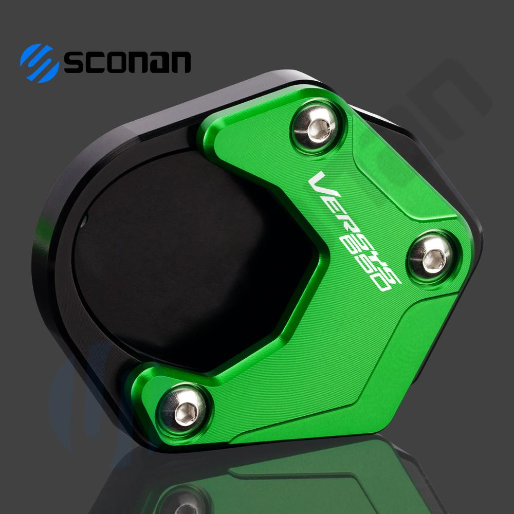 Motorcycle CNC Kickstand Foot Side Stand Extension Pad Accessories For Kawasaki Versys650 Versys 650 Versys-650 2015 - 