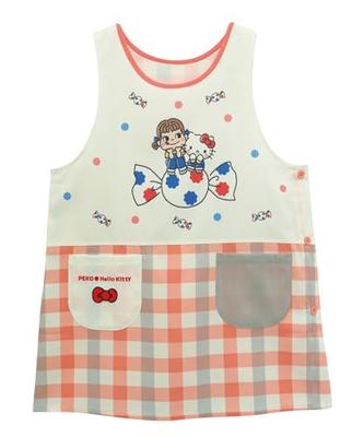 ON NISHIKI Peko-chan Hello Kitty Friendship Design Apron for Nursery Teachers, Women's, Adults, Side Buttons, Embroidered, Quick-Drying, Wrinkle-Resis