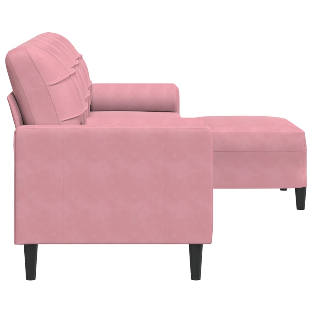 3 Seater Sofa with Footstool Pink 210 cm Velvet