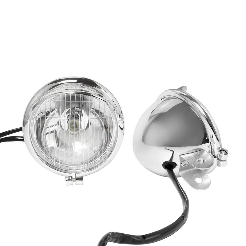 1 Pair Chrome Universal Motorcycle Fog Lights Headlight Lamp DC12V For Harley Touring Sportster XL 883 1200 72 48 Dyna Softail