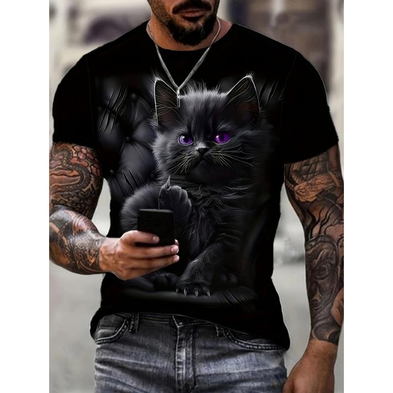 Funny Cartoon Cat T-Shirts Animal 3D Print Men Women Short Sleeve T Shirt Oversized Street Harajuku Y2K
