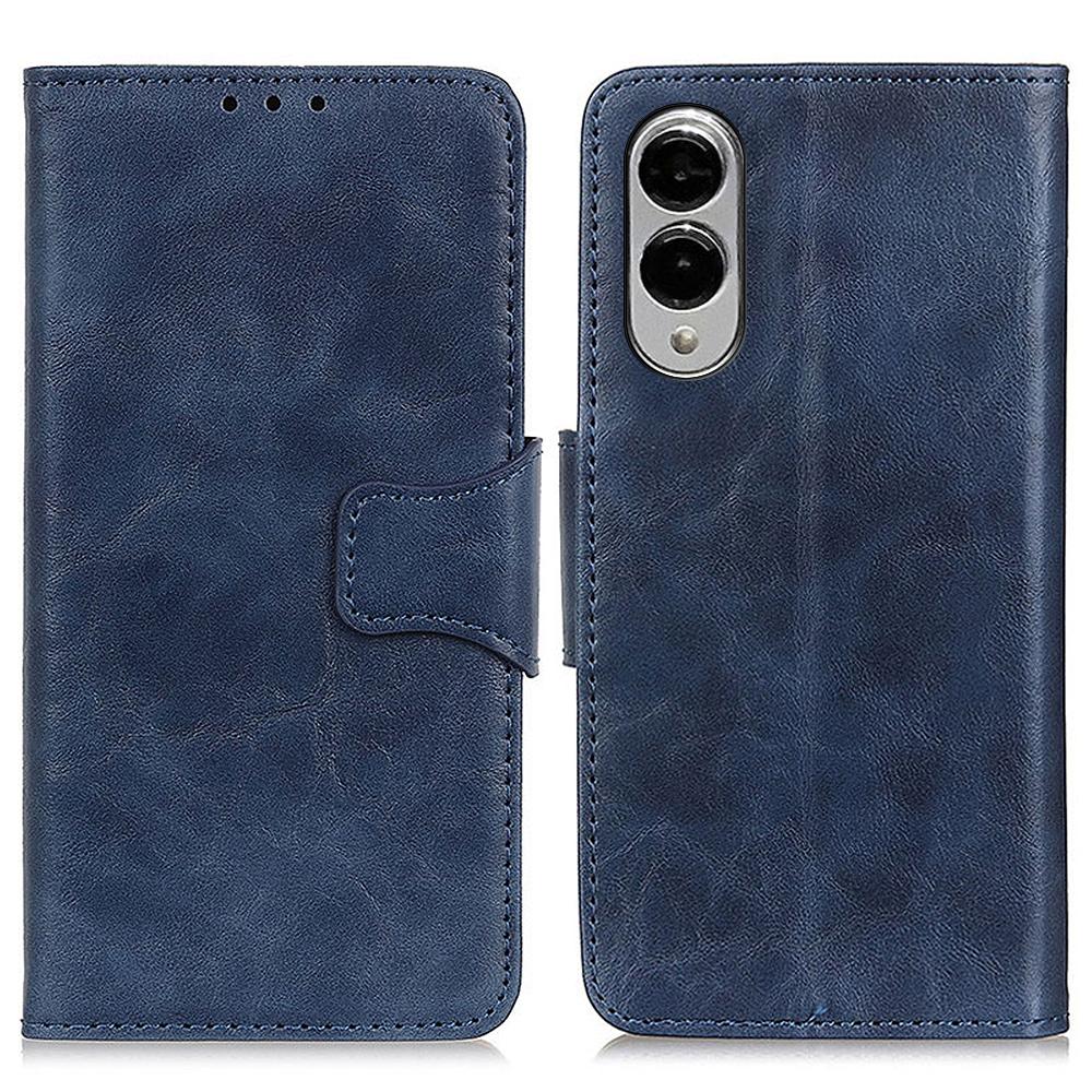 

For Samsung Galaxy S25 Edge Case Crazy Horse Texture Split Leather Wallet Phone Cover Blue