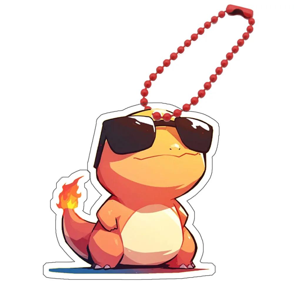 Anime Pokemon Charmander Psyduck Bulbasaur Gengar Squirtle Jigglypuff Mew Snorlax Pikachu Acrylic Keychain Bag Pendant 5cm Gifts