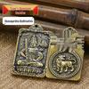 Amulet of Eight Guardian Deities Keychain: Brass Five Emperors Coins with Twelve Zodiac Pendant.