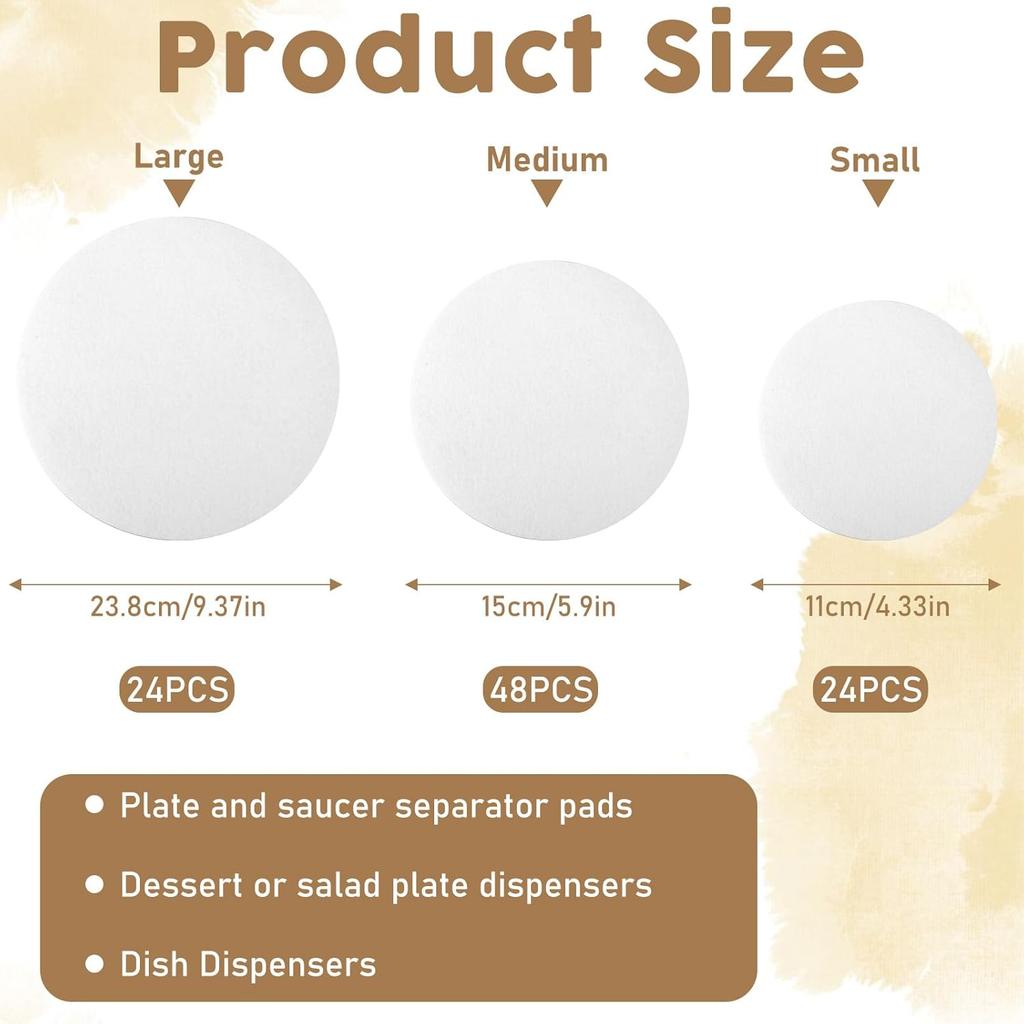 Plate China Storage Dividers 96 Pcs Felt Plate China Storage Containers Dividers Protectors Thick and Soft Dish Storage, Round Plate Separators Pads