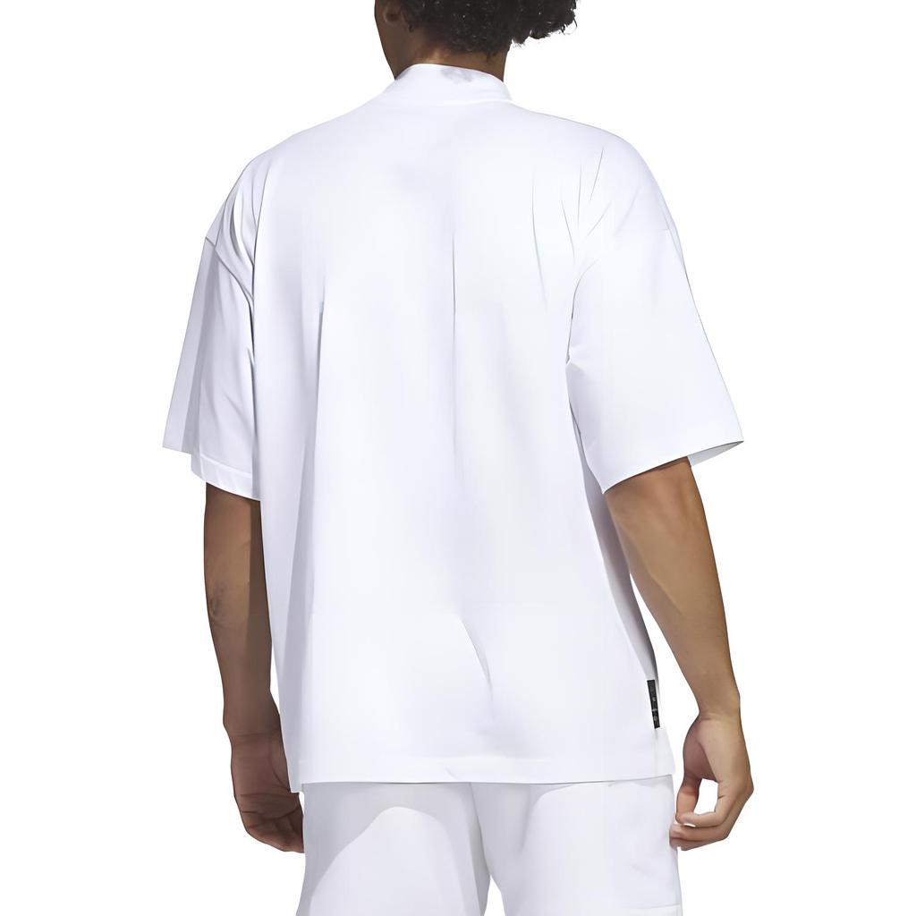 Adidas SS23 Solid Color High Neck Short Sleeve T-Shirt Men Tops White IB9433