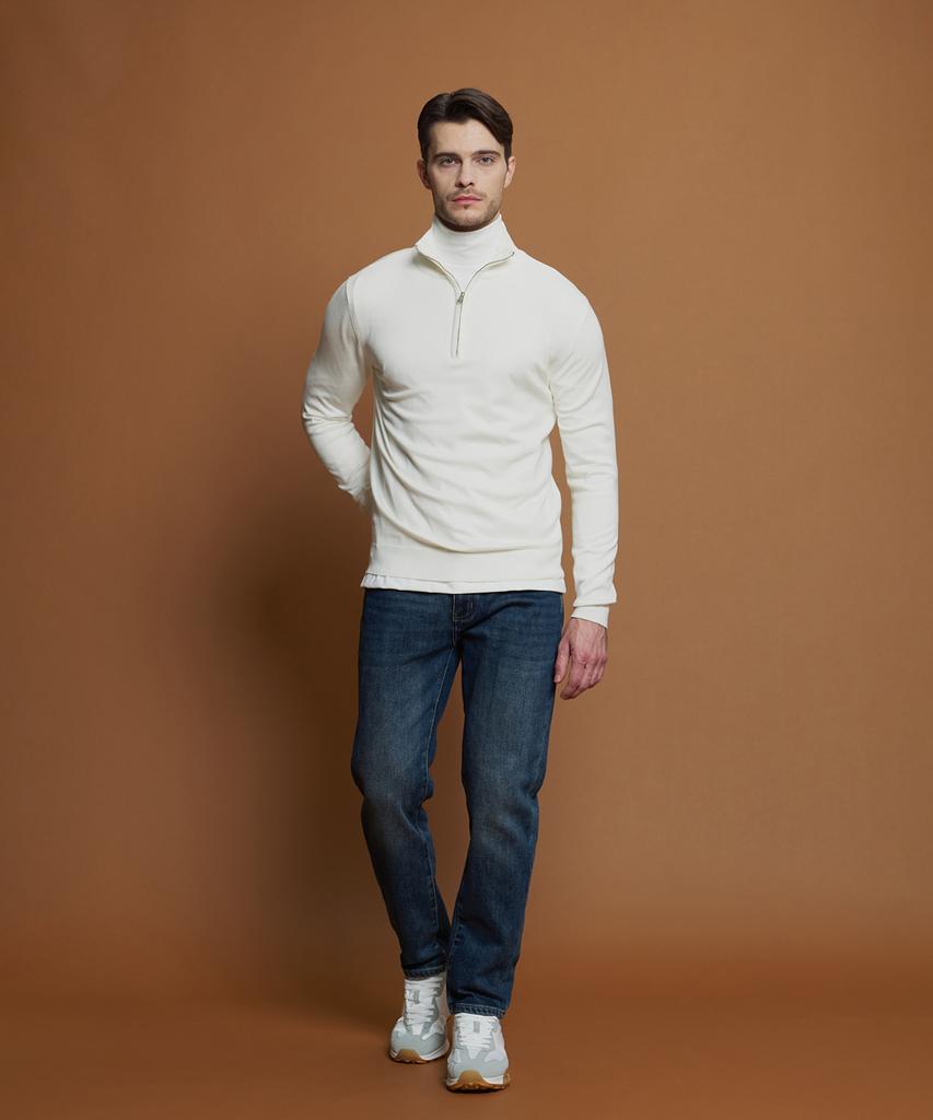 PANICALE White Soft Half-Zip Knit