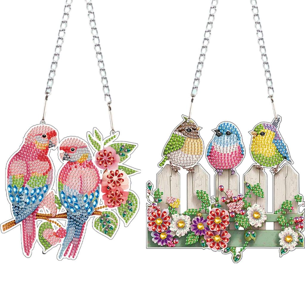 2D/Flat DIY Rhinestone Diamond Art Window Pendants Diamond Painting Set Diamond Art Pendant Wall Decor for Home & Windows