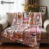 Pink Frame Spooky Anime Cartoon Flannel Blanket Soft Warm Throw for Bedroom Sofa Car Kids Holiday Gift