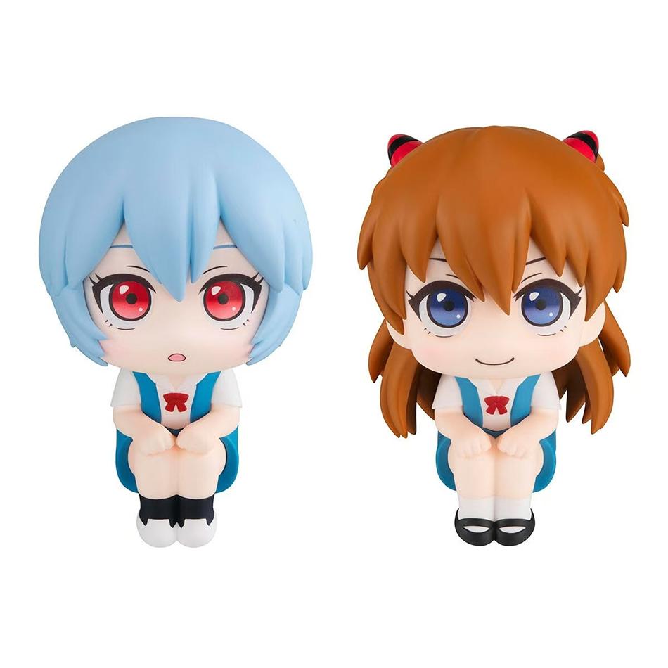 10 cm PVC Anime Evangelion Actionfigur - Ayanami Rei & Asuka Langley Doppelpack Sitzendes Modell Puppe Ornament