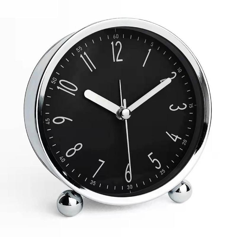 

Modern Metal Round Silent Alarm Clock With Light For Students Bedside Decor Silver Black