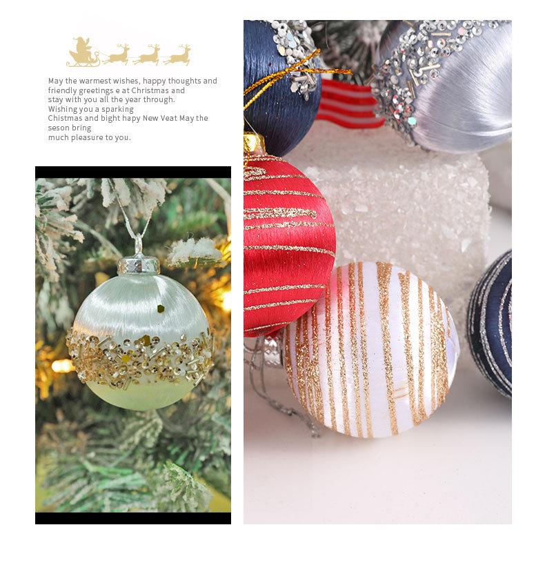 Silk Thread Wave Christmas Balls – Hand-painted Tree Ornaments, 6cm, Set of 12