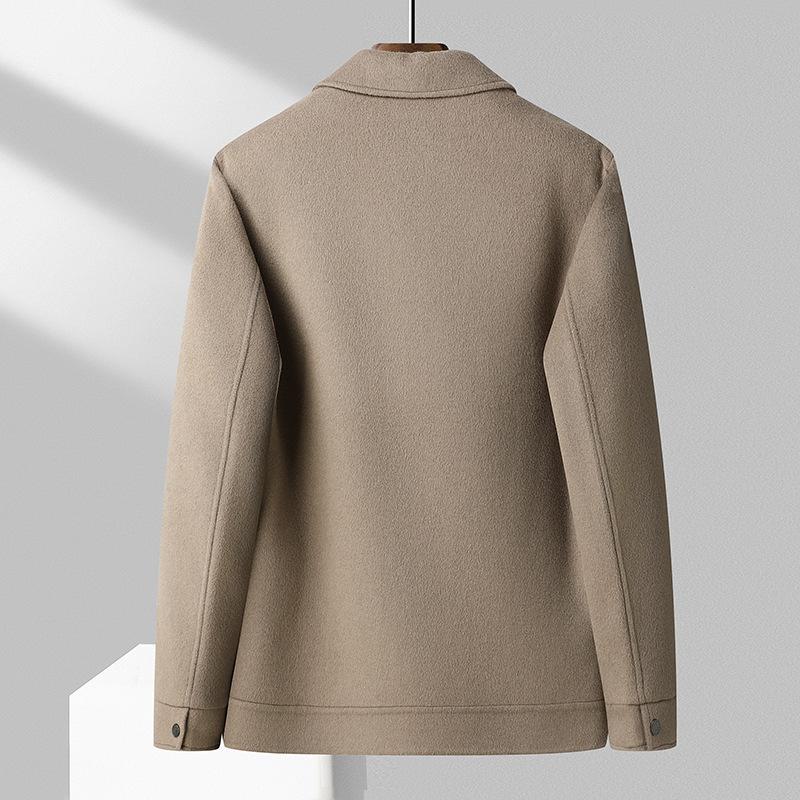 100% Lã Outono e Inverno Novo Casaco Curto Lã Dupla Face Forro Veludo Dourado Casaco Jeans Corta-vento Casaco Masculino