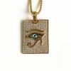 Hip Hop Altes Ägypten Runde Schmuckstücke Collares Goldfarbe Edelstahlkette Ägyptisches Auge des Horus Halsketten & Anhänger